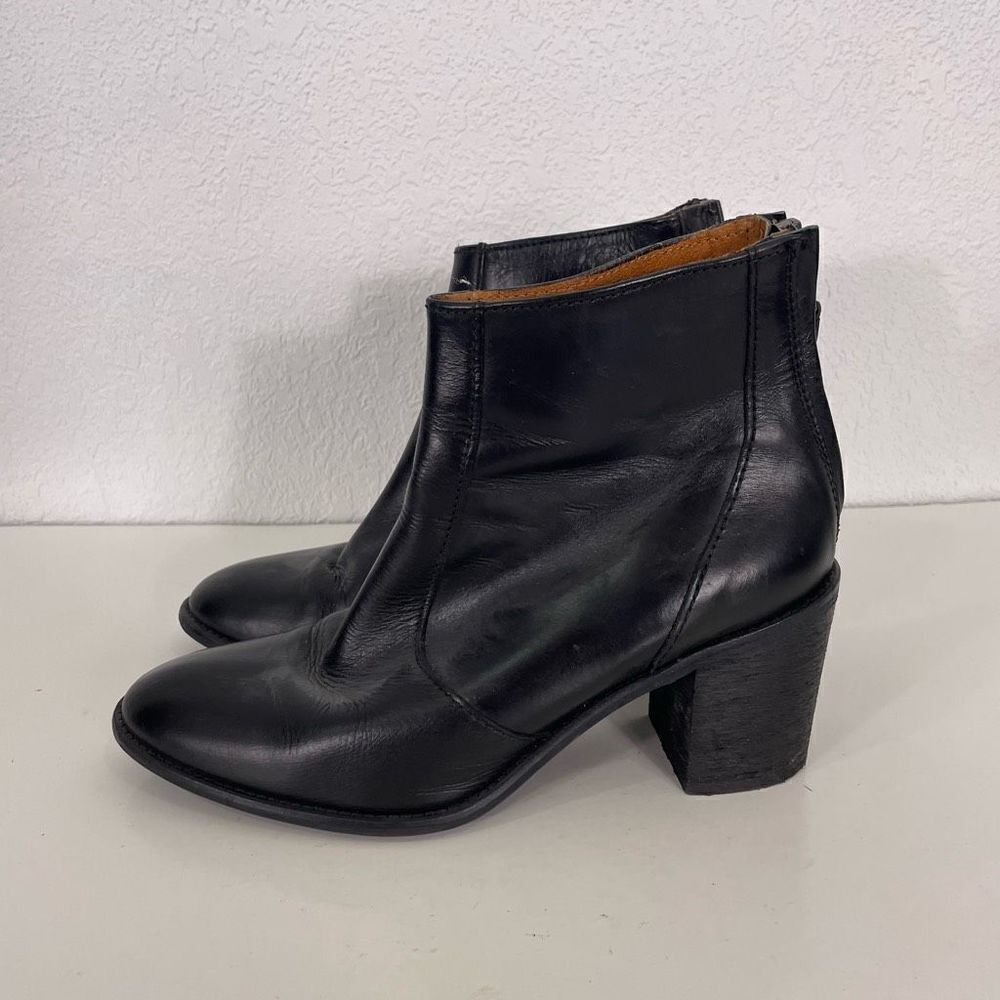 Madewell Black Leather Heeled Booties‎ Size 7.5